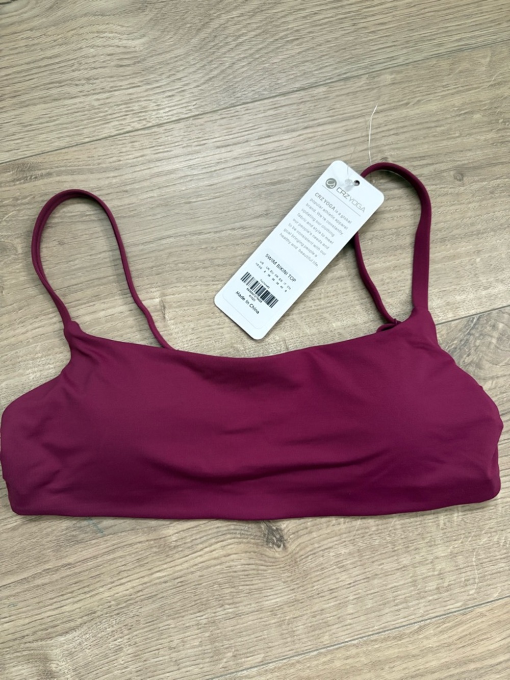 CRZ YOGA Burgundy Sports Bra NWT XS Strappy Minimalist Fit - Picture 2 of 4